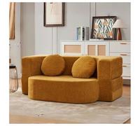 Canapé-lit pliable, 2 en 1 convertible avec accoudoirs, chaise pliable portable, canapé de sol confortable, canapé paresseux multifonction pour jaune, 200 cm