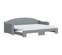 Canapé-lit pliable 2 en 1 gris clair avec mécanisme d'extraction pour se transformer en lit de 80 x 200 cm, comprend 2 matelas en mousse, idéal pour salon ou chambre d'invités