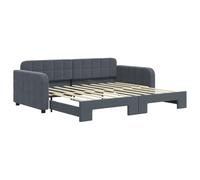 Canapé-lit pliable 2 en 1 gris foncé, canapé jour avec coffre roulant pour convertir en lit double (213 x 192,5 cm), tapissé en velours 100 % polyester, structure en bois et métal