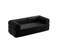 Canapé-lit Pliable 2 Places,Canape Convertible avec Cadre Fixe en Acier,Fauteuil-lit Modulaire en Velours Côtelé pour Chambre,Salon,Appartement,sans Montage (Noir, 220x100x70cm)