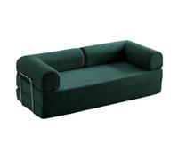 Canapé-lit Pliable 2 Places,Canape Convertible avec Cadre Fixe en Acier,Fauteuil-lit Modulaire en Velours Côtelé pour Chambre,Salon,Appartement,sans Montage (Vert Foncé, 200x100x70cm)