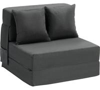 Canapé-lit pliable 3 en 1 avec 2 coussins, gris foncé - Design peu encombrant - Multifonctionnel & confortable