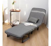 Canapé-lit pliable 3 en 1 avec dossier réglable et housse à fermeture éclair - Fauteuil compact gris pour salon, chambre à coucher, bureau - 65 cm - Design convertible