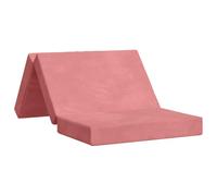 Canapé-lit pliable rose en velours 100 x 67 x 45 cm avec fermeture éclair | Utilisation intérieure, polyester respirant, mécanisme manuel, housse lavable, design moderne, forme rectangulaire