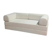 Canapé-lit Pliable Tissu en Coton,Convertible en Lit Double,Modulaire Canape 2 Place,Peu Encombrant pour Les Invités,Canapé de Sol Facile à Nettoyer et Adapté aux Animaux (White, 1.5 meters)