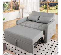 Canapé-lit pliant 2 places, dossier inclinable sur 3 positions, Lit de jour avec coussin, Lits de Repos, revêtement en lin Gris