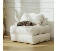 Canapé-Lit Pliant 3 en 1 - Fauteuil Convertible avec Oreiller, Futon sans Structure, Matelas Pliable - Canapé Portable pour Salon, Chambre Ou Chambre d'amis - Une Place, Bleu Marine