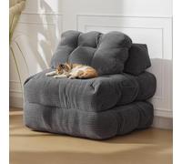 Canapé-Lit Pliant 3 en 1 - Fauteuil Convertible avec Oreiller, Futon sans Structure, Matelas Pliable - Canapé Portable pour Salon, Chambre Ou Chambre d'amis - Une Place, Bleu Marine