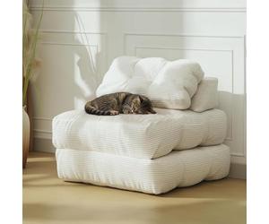 Canapé-Lit Pliant 3 en 1 - Fauteuil Convertible avec Oreiller, Futon sans Structure, Matelas Pliable - Canapé Portable pour Salon, Chambre Ou Chambre d'amis - Une Place, Bleu Marine