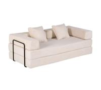 Canapé-Lit Pliant 4 en 1, 195 x 95 cm Méridienne en Velours Côtelé, Convertible lit Canapé Pliant, pour Salon, Chambre（blanc）