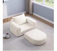 Canapé-lit pliant - Convertible en lit - Tissu chenille - Dimensions 101x90x41 cm - Poids 18 kg - Couleur beige