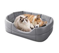 Canapé-lit pour chien en cuir PU imperméable doux amovible lavable | Lit de luxe pour chien pour extérieur, intérieur, patio, porche, terrasse, jardin, camping, voyage, camping-car, voiture