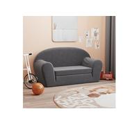 vidaXL Canapé-lit pour enfants 2 places anthracite peluche douce