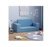 vidaXL Canapé-lit pour enfants 2 places bleu peluche douce