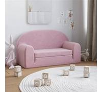 Canapé lit pour enfants 2 places rose peluche douce Rose G
