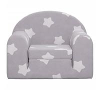Canapé-lit pour enfants - Canapé en peluche doux avec motif étoilé - Gris clair - Lit confortable pour les tout-petits - 100 % polyester - Parfait pour la chambre d'enfant et la chambre d'amis