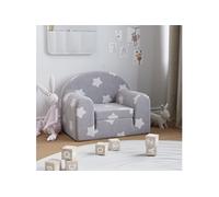 Canapé-lit pour enfants gris clair avec étoiles peluche douce