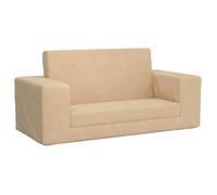 Canapé-lit pour enfants - vidaXL - 2 places - Peluche douce - Crème - Housse amovible - Design 2 en 1