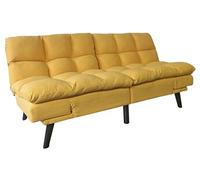 Canapé-lit rembourré , canapé convertible en lit en tissu coloris Moutarde - Longueur 183 x Largeur 86,5 x Hauteur 81 cm - -