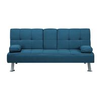 Canapé Clic Clac Convertible 3 Places en Tissu Bleu avec Pieds Argentés Design Ultra Moderne pour Salon Confortable Beliani