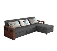 Canapé-lit sectionnel réversible avec rangement et main courante en bois 3 en 1 avec lit gigogne et grand espace de rangement - Canapé inclinable pour la maison et le salon B 230 cm (A 280 cm)