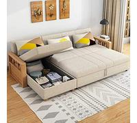 Canapé-lit sectionnel réversible avec rangement et main courante en bois 3 en 1 avec lit gigogne et grand espace de rangement - Canapé inclinable pour la maison et le salon B 230 cm (B 260 cm)