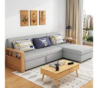 Canapé-lit sectionnel réversible avec rangement et main courante en bois 3 en 1 avec lit gigogne et grand espace de rangement - Canapé inclinable pour la maison et le salon B 230 cm (D 280 cm)