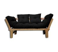 Canapé-lit Sésamo, Naturel, Futon Noir, 200x82x32 cm