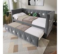 Canapé-lit simple rembourré avec stations de charge USB et de type C, gigogne pour salon et chambre à coucher, 90 x 190 cm, design extractible