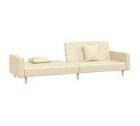 Canapé-lit - SOFA 2 en 1 - à 2 places - avec deux oreillers - crème tissu - (par siège) : 110 kg C2890