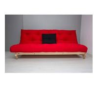 Canapé-lit Zurich 200x107x82 cm - Canapé convertible fonctionnel, avec un futon en coton rouge de 140x200x14,5 cm