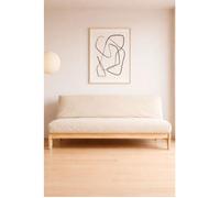 Canapé-lit Zurich 200x107x82 cm, futon en coton 140x200x14,5 cm et housse couleur écru