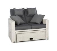 Canapé lounge 2 places rotin synthétique tables pliantes