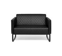 hjh OFFICE Canapé Lounge 2 Places Aruba Black Similicuir Fauteuil rembourré Moderne avec Structure en Acier, 111 x 78 x 71 cm, Noir