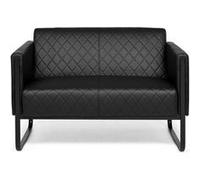hjh OFFICE Canapé Lounge 2 Places Aruba Black Similicuir Fauteuil rembourré Moderne avec Structure en Acier, 111 x 78 x 71 cm, Noir