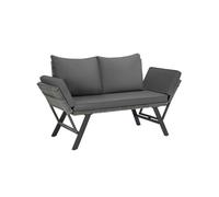 Canapé lounge en rotin 2-en-1 résistant aux UV gris
