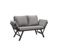 Canapé lounge en rotin 2 en 1 résistant aux UV gris clair