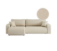 Canapé LYANA d'angle XL réversible et convertible 4 places en tissu bouclette - Beige