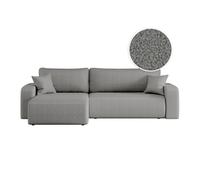 Canapé LYANA d'angle XL réversible et convertible 4 places en tissu bouclette - Gris