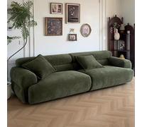 Canapé médiéval français rétro en Tissu Vert, Structure en Bois Massif, canapé spacieux et Moelleux, Grande Taille Moderne, Convient pour Salon/Bureau/Appartement/Villa.