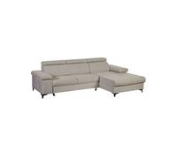 Canapé Méridienne Droite 3 Places Convertible Tissu chenillé Gris chiné - MARCEAU -