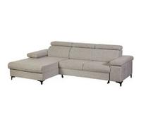 Canapé Méridienne Gauche 3 Places Convertible Tissu chenillé Gris chiné - MARCEAU -