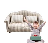 Canapé - Mini Caņapé en Tissu De Bois | Meubles Beiges À Rayures Blanches De 8 À 13 Cm | Caņapé De Salon Réaliste De Maison De | Parfait pour Les Jeux De Simulation des, Les M