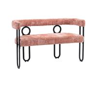 Canapé moderne 2 places avec structure en métal et dossier ergonomique, accoudoirs arrondis, pieds antidérapants, design incurvé élégant pour salon, chambre à coucher (rose + chenille)