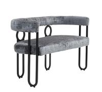 Canapé moderne 2 places avec structure en métal et dossier ergonomique, accoudoirs arrondis, pieds antidérapants, design incurvé élégant pour salon, chambre à coucher (gris + chenille)