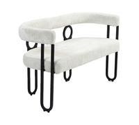 Canapé moderne 2 places avec structure en métal et dossier ergonomique, accoudoirs arrondis, pieds antidérapants, design incurvé élégant pour salon, chambre à coucher (beige + chenille)