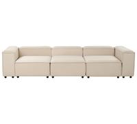 Canapé Moderne 3 Places Modulable Pieds Noirs Rembourré en Tissu Beige Ardal