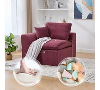 Canapé Moderne en Tissu Minimaliste Canapé de Salon monoplace Fauteuil Doux et Confortable avec Coussins Disponible avec Coussins Canapés de Loisirs de Style Nordique (Wine Red)