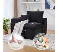 Canapé Moderne en Tissu Minimaliste Canapé de Salon monoplace Fauteuil Doux et Confortable avec Coussins Disponible avec Coussins Canapés de Loisirs de Style Nordique (Black)