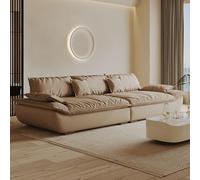 Canapé Moderne Minimaliste en Cuir Kaki, Structure en Bois Massif, canapé spacieux et Moelleux, Grande Taille Moderne, Convient pour Le Salon/Bureau/Appartement.